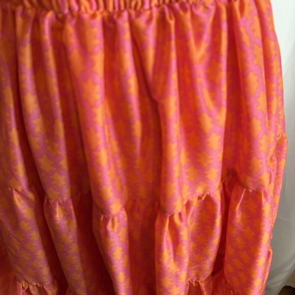 J. Marie Dress Women's Small Pink Coral Mini Tiered Ruffled Smocked Stars Party - Picture 4 of 9